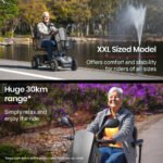 EQUIPMED Mobility Scooter, S-XXL comfortable size for all riders, 30km Max Range, 180kg capacity, Grey - Image 3