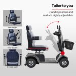 EQUIPMED Mobility Scooter, S-XXL comfortable size for all riders, 30km Max Range, 180kg capacity, Grey - Image 4
