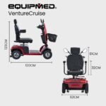 EQUIPMED VentureCruise Mobility Scooter, S-XXL comfortable size for all riders, 30km Max Range, 180kg capacity, Red - Image 10