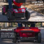 EQUIPMED VentureCruise Mobility Scooter, S-XXL comfortable size for all riders, 30km Max Range, 180kg capacity, Red - Image 8