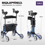 EQUIPMED Upright Rollator Walker with Forearm Support Rests, Mobilty Aid with Seat, Blue - Image 2