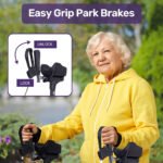 EQUIPMED Upright Rollator Walker with Forearm Support Rests, Mobilty Aid with Seat, Blue - Image 7