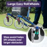 EQUIPMED Upright Rollator Walker with Forearm Support Rests, Mobilty Aid with Seat, Blue - Image 8