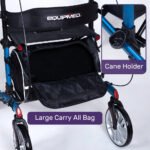 EQUIPMED Upright Rollator Walker with Forearm Support Rests, Mobilty Aid with Seat, Blue - Image 10