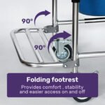 Equipmed Commode Shower Chair, Over Toilet or Bedside 136kg Capacity Aluminium frame with Wheels, White/Blue - Image 8