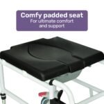 Equipmed Commode Shower Chair, Over Toilet or Bedside 136kg Capacity Aluminium frame with Wheels, Black - Image 3