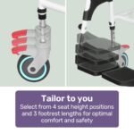 Equipmed Commode Shower Chair, Over Toilet or Bedside 136kg Capacity Aluminium frame with Wheels, Black - Image 10