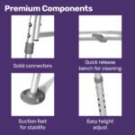 Equipmed Bath Transfer Bench Chair, Bathtubs or Shower, 125kg Capacity, for Seniors Elderly, White - Image 2