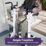 EQUIPMED 4in1 Patient Lift Transfer Chair, Manual Height Adjustment, Shower Compatible, Over Toilet, Removable Commode, for Seniors Elderly Disabled - Image 3