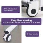 EQUIPMED 4in1 Patient Lift Transfer Chair, Manual Height Adjustment, Shower Compatible, Over Toilet, Removable Commode, for Seniors Elderly Disabled - Image 6