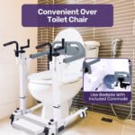 EQUIPMED 4in1 Patient Lift Transfer Chair, Manual Height Adjustment, Shower Compatible, Over Toilet, Removable Commode, for Seniors Elderly Disabled - Image 9