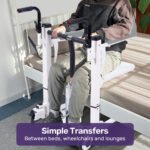 Equipmed Patient Lift Transfer Chair, Easy Hydraulic Height Adjustment, Shower Compatible, Over Toilet, Removable Commode, for Seniors Elderly Disabled - Image 3