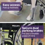 Equipmed Folding Manual Wheelchair Self Propelled, 24" Rear Wheels, Chrome Steel Frame, 46cm Wide Seat, 100kg Capacity, Park Brakes - Image 10