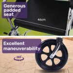Equipmed Folding Manual Reclining Wheelchair Self Propelled, 24" Rear Wheels, Chrome Steel Frame, 46cm Wide Seat, 100kg Capacity, Park Brakes - Image 8