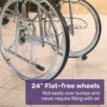 Equipmed Folding Manual Reclining Wheelchair Self Propelled, 24" Rear Wheels, Chrome Steel Frame, 46cm Wide Seat, 100kg Capacity, Park Brakes - Image 9