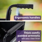 EQUIPMED Folding Transit Manual Wheelchair, Attendant Propelled, Steel Frame, Wide Seat, Comfortable for S-XL, 114kg Capacity, Park Brakes, Transport - Image 5