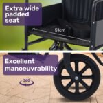 EQUIPMED Folding Transit Manual Wheelchair, Attendant Propelled, Steel Frame, Wide Seat, Comfortable for S-XL, 114kg Capacity, Park Brakes, Transport - Image 7