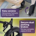 EQUIPMED Folding Transit Manual Wheelchair, Attendant Propelled, Steel Frame, Wide Seat, Comfortable for S-XL, 114kg Capacity, Park Brakes, Transport - Image 10