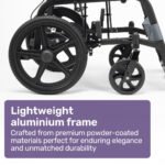 Equipmed Folding Transit Wheelchair, Lightweight Aluminium for Easy Transport, Grey - Image 3