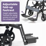 Equipmed Folding Transit Wheelchair, Lightweight Aluminium for Easy Transport, Grey - Image 10