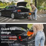 EQUIPMED Folding Aluminium Wheelchair, 20" Wheels, Park Brakes, 100kg Capacity, Orange - Image 3