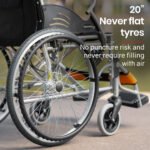 EQUIPMED Folding Aluminium Wheelchair, 20" Wheels, Park Brakes, 100kg Capacity, Orange - Image 8