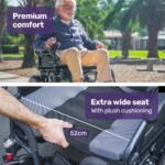 Equipmed Electric Folding Wheelchair, Wide Bariatric Chair Seat, Comfortable for S-XL, Long Range, Lithium Battery, Black/Grey - Image 3