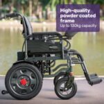 Equipmed Electric Folding Wheelchair, Wide Bariatric Chair Seat, Comfortable for S-XL, Long Range, Lithium Battery, Black/Grey - Image 4