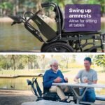 Equipmed Electric Folding Wheelchair, Wide Bariatric Chair Seat, Comfortable for S-XL, Long Range, Lithium Battery, Black/Grey - Image 10