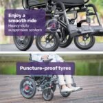 Equipmed Electric Folding Wheelchair, Wide Bariatric Chair Seat, Comfortable for S-XL, Long Range, Lithium Battery, Black/Grey - Image 15