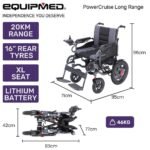 Equipmed Electric Folding Wheelchair, Wide Bariatric Chair Seat, Comfortable for S-XL, Long Range, Lithium Battery, Black/Grey - Image 16