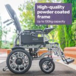 EQUIPMED Power Electric Wheelchair, Long Range, Auto Recline, Lithium Battery, 16" Rear Wheels, Headrest, Folding, Grey/Black - Image 6