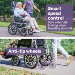 EQUIPMED Power Electric Wheelchair, Long Range, Auto Recline, Lithium Battery, 16" Rear Wheels, Headrest, Folding, Grey/Black - Image 10