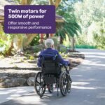 EQUIPMED Electric Wheelchair Folding, Long Range, Airline Approved, Lithium Battery, 24" Light Rear Wheels, Matte Black/Blue - Image 3