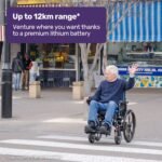 EQUIPMED Electric Wheelchair Folding, Long Range, Airline Approved, Lithium Battery, 24" Light Rear Wheels, Matte Black/Blue - Image 4