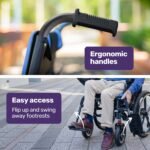 EQUIPMED Electric Wheelchair Folding, Long Range, Airline Approved, Lithium Battery, 24" Light Rear Wheels, Matte Black/Blue - Image 7