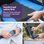 EQUIPMED Electric Wheelchair Folding, Long Range, Airline Approved, Lithium Battery, 24" Light Rear Wheels, Matte Black/Blue - Image 10