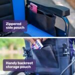 EQUIPMED Electric Wheelchair Folding, Long Range, Airline Approved, Lithium Battery, 24" Light Rear Wheels, Matte Black/Blue - Image 11