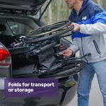 EQUIPMED Electric Wheelchair Folding, Long Range, Airline Approved, Lithium Battery, 24" Light Rear Wheels, Matte Black/Blue - Image 16