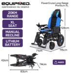 EQUIPMED Power Electric Wheelchair, Wide Bariatric Chair, Comfortable for S-XL, Long Range, Recline Adjustment, Lithium Battery, 16'' Wheels, Headrest, Folding - Image 2