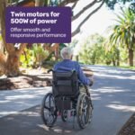 EQUIPMED Electric Wheelchair Folding, Folding, Long Range, Lithium Battery, 24" Rear Wheels, Black - Image 3