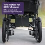 EQUIPMED Electric Folding Wheelchair, Wide Bariatric Chair Seat, Comfortable for S-XL, Long Range, Lithium Battery, Black - Image 2