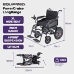 EQUIPMED Electric Folding Wheelchair, Wide Bariatric Chair Seat, Comfortable for S-XL, Long Range, Lithium Battery, Black - Image 15