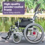 EQUIPMED Power Electric Wheelchair, XL Wide Bariatric Chair Seat, Long Range, Airline Approved, Recline Adjustment, Lithium Battery, 22" Wheels, Headrest, Black - Image 6