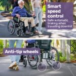 EQUIPMED Power Electric Wheelchair, XL Wide Bariatric Chair Seat, Long Range, Airline Approved, Recline Adjustment, Lithium Battery, 22" Wheels, Headrest, Black - Image 14