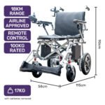 EQUIPMED Power Electric Wheelchair, Airline Approved Wheelchair, Extra Lightweight, Long Range, Lithium Batteries, Silver - Image 2