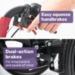 Equipmed Folding Transit Wheelchair, Lightweight Aluminium for Easy Transport, Crimson Red - Image 5