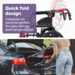 Equipmed Folding Transit Wheelchair, Lightweight Aluminium for Easy Transport, Crimson Red - Image 6