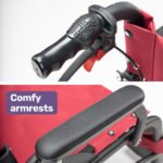 Equipmed Folding Transit Wheelchair, Lightweight Aluminium for Easy Transport, Crimson Red - Image 8