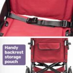 Equipmed Folding Transit Wheelchair, Lightweight Aluminium for Easy Transport, Crimson Red - Image 9